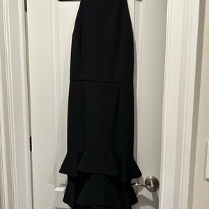 Christian Siriano Black Strapless Arabella ruffle dress
